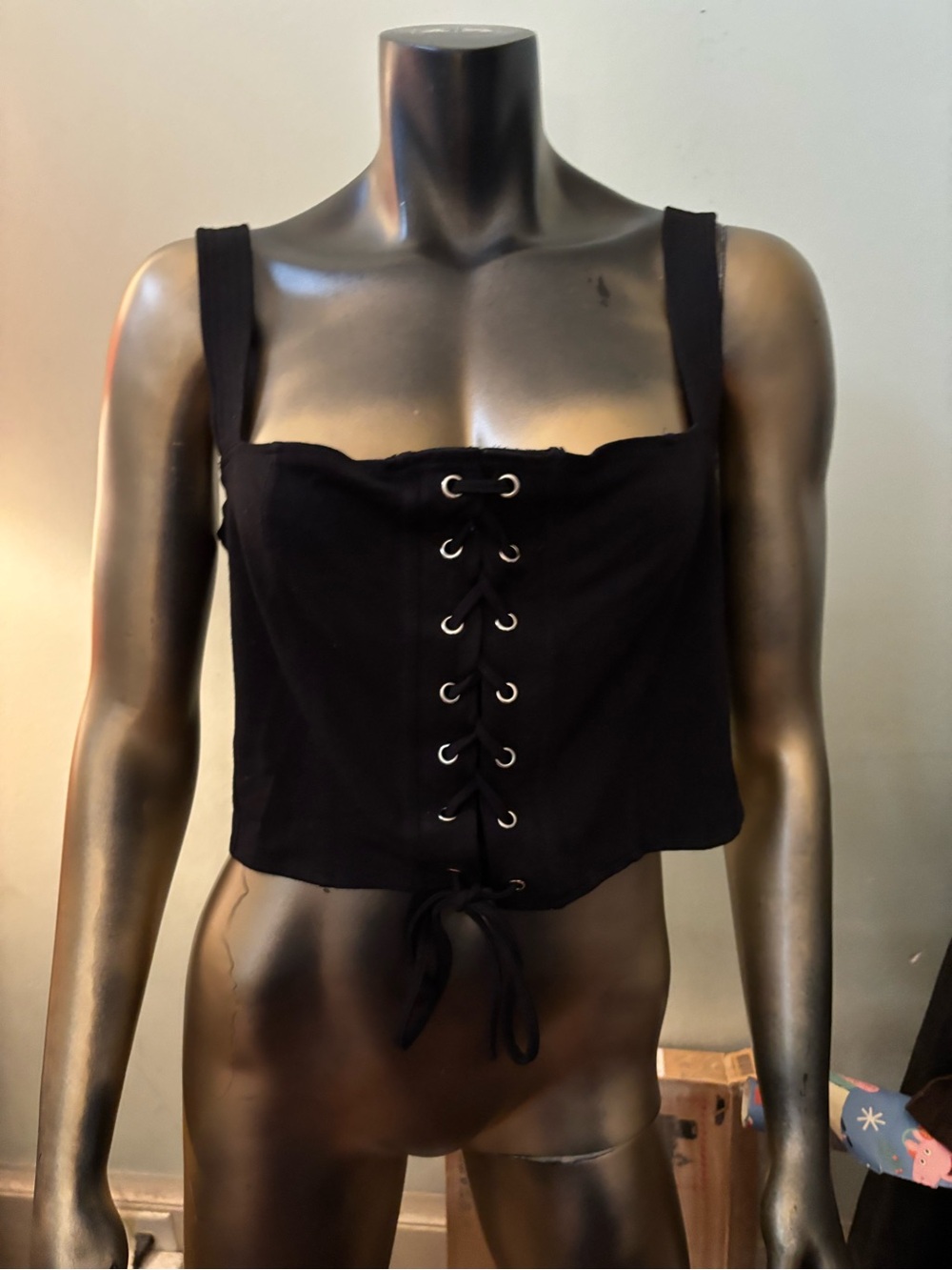 Forever 21 Black Lace-Up Cropped Tank